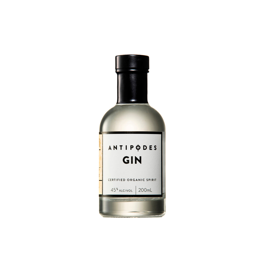 Bottle of Antipodes Gin on a white background