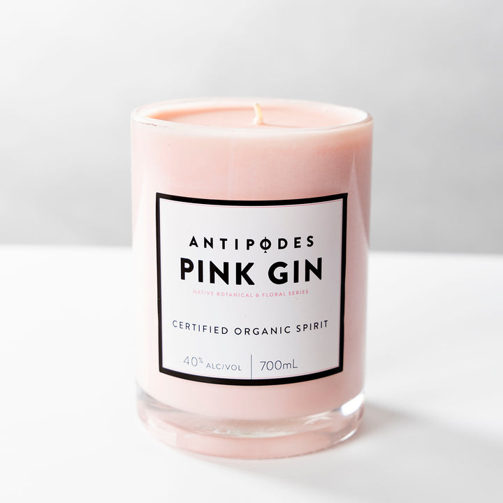 Antipodes Pink Gin Candle – Upcycled botanical candle