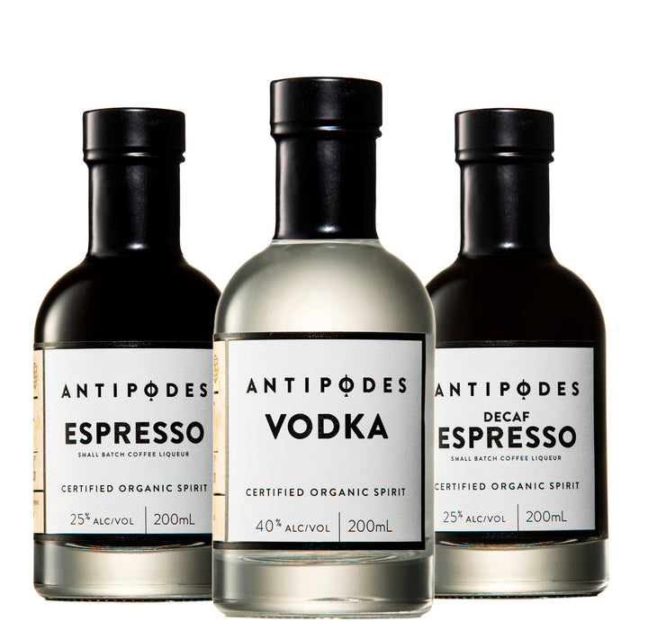 Antipodes 3 x 200ml Tasting Pack - Espresso, Vodka, Decaf Espresso